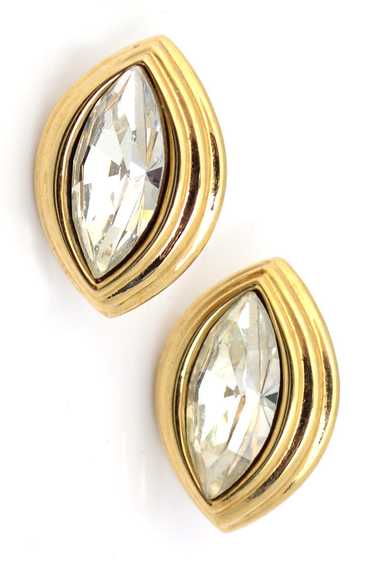 Vintage Monet Crystal Gold Pierced Earrings