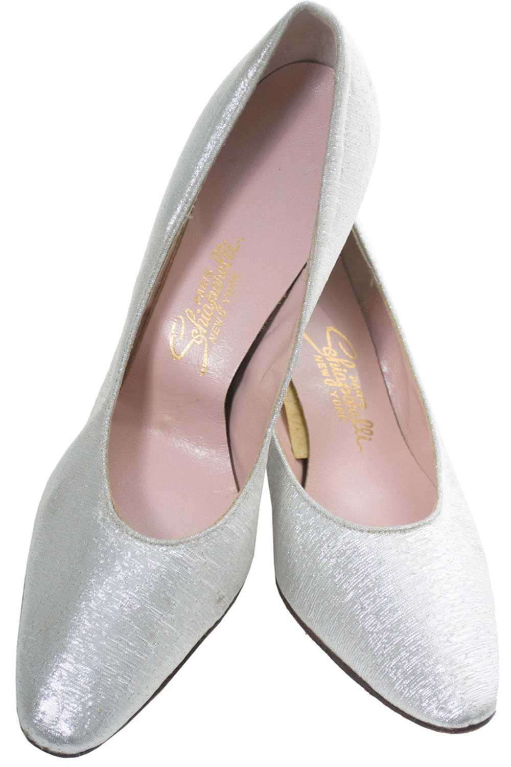 Vintage Silver Metallic Schiaparelli shoes 9.5 AAA - image 1