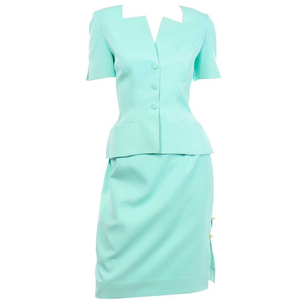 Vintage Thierry Mugler Mint Green Skirt and Jacke… - image 12