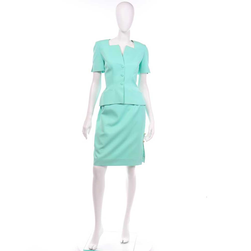 Vintage Thierry Mugler Mint Green Skirt and Jacke… - image 2