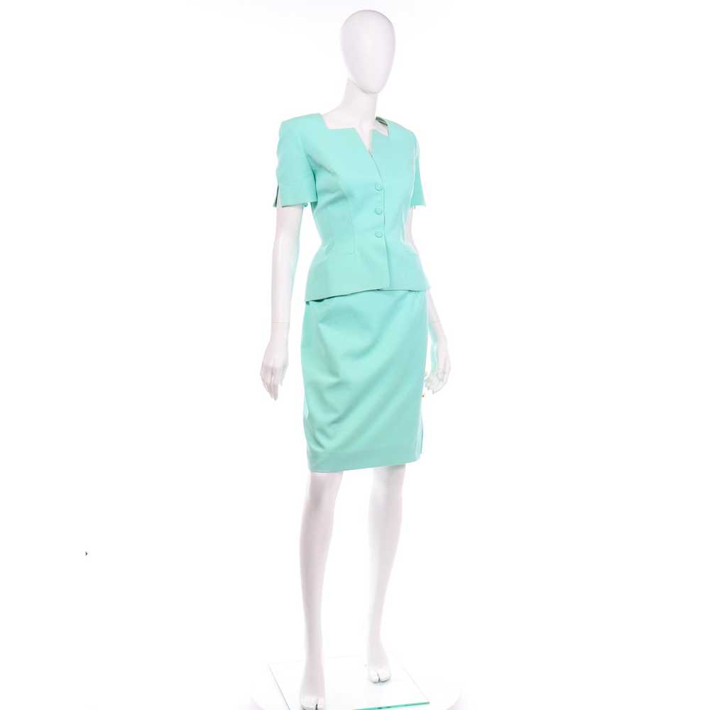 Vintage Thierry Mugler Mint Green Skirt and Jacke… - image 3