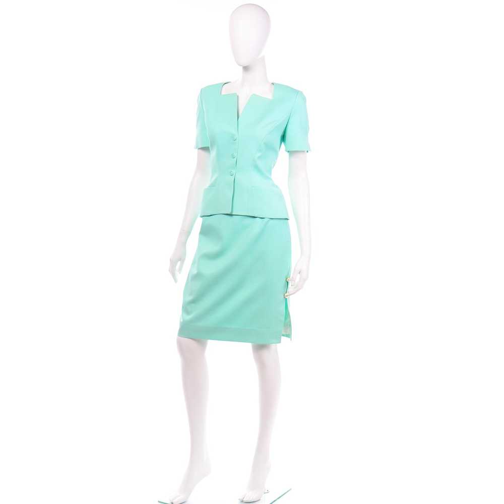 Vintage Thierry Mugler Mint Green Skirt and Jacke… - image 5
