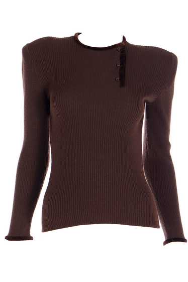 Vintage Valentino Chocolate Brown Sweater w/ Velve