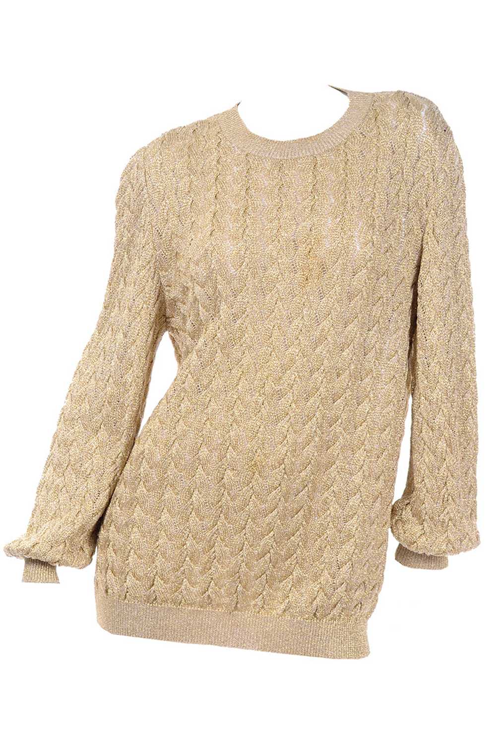 Vintage Valentino Gold Sparkle Pullover Long Swea… - image 1