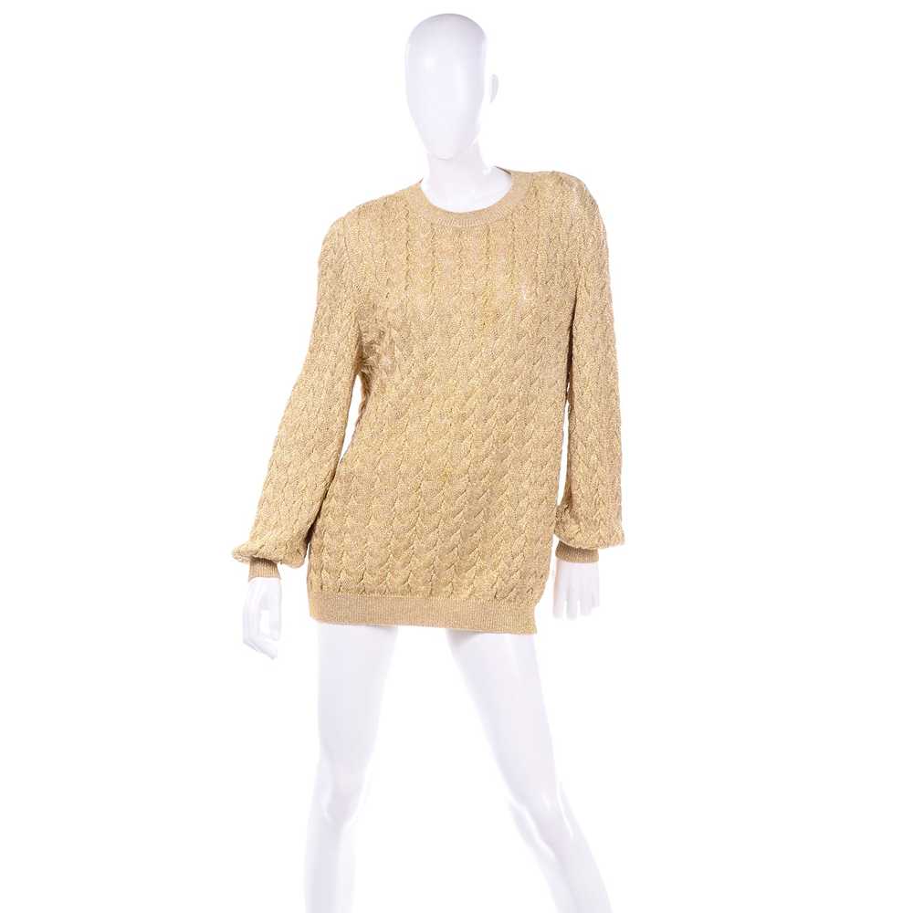 Vintage Valentino Gold Sparkle Pullover Long Swea… - image 2