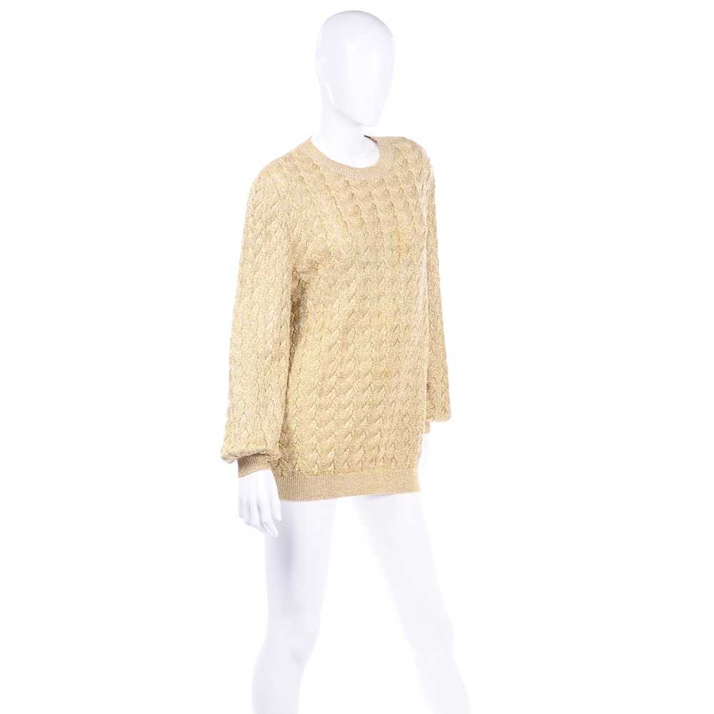 Vintage Valentino Gold Sparkle Pullover Long Swea… - image 3
