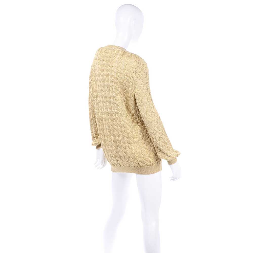 Vintage Valentino Gold Sparkle Pullover Long Swea… - image 4