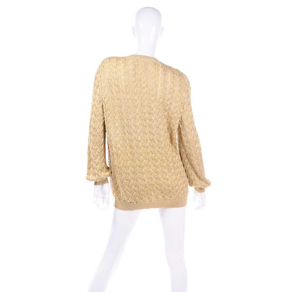 Vintage Valentino Gold Sparkle Pullover Long Swea… - image 5