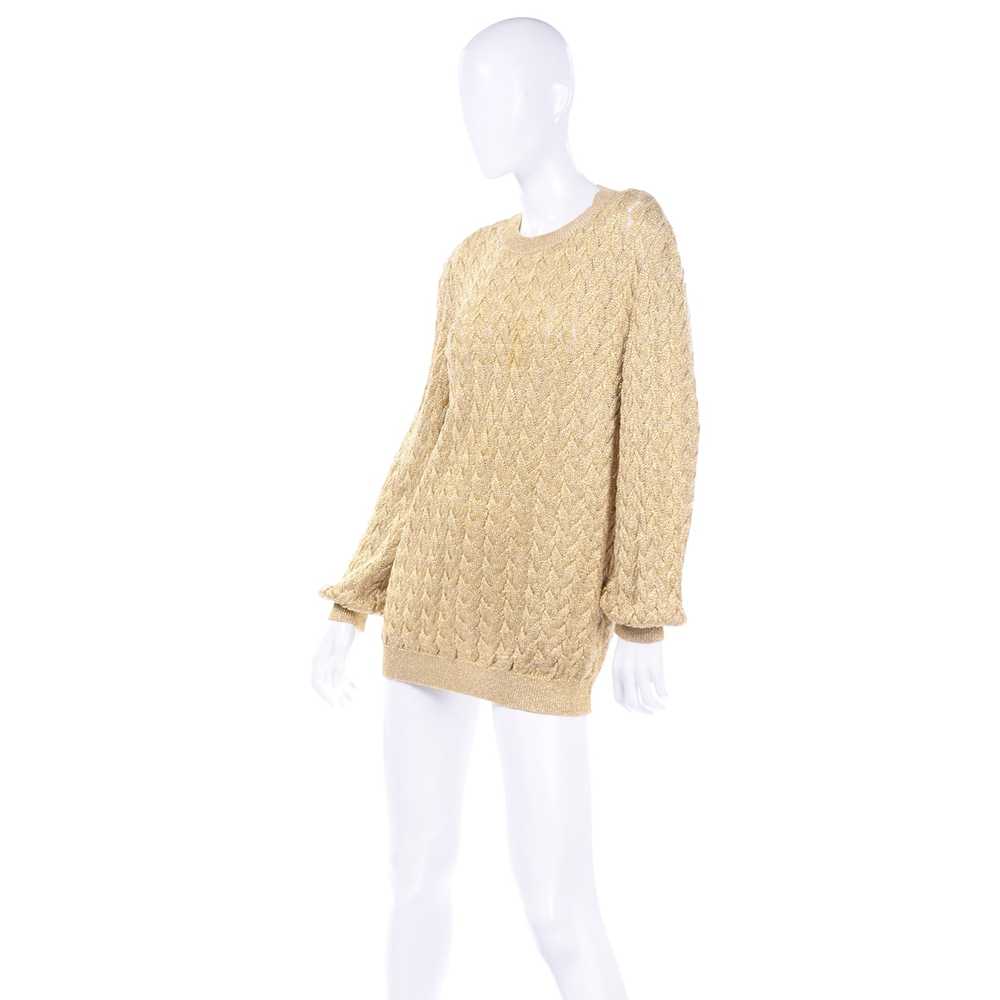 Vintage Valentino Gold Sparkle Pullover Long Swea… - image 7
