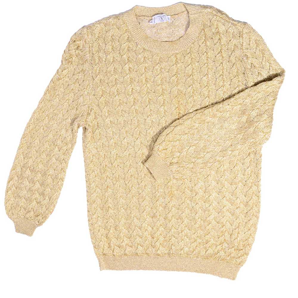 Vintage Valentino Gold Sparkle Pullover Long Swea… - image 8