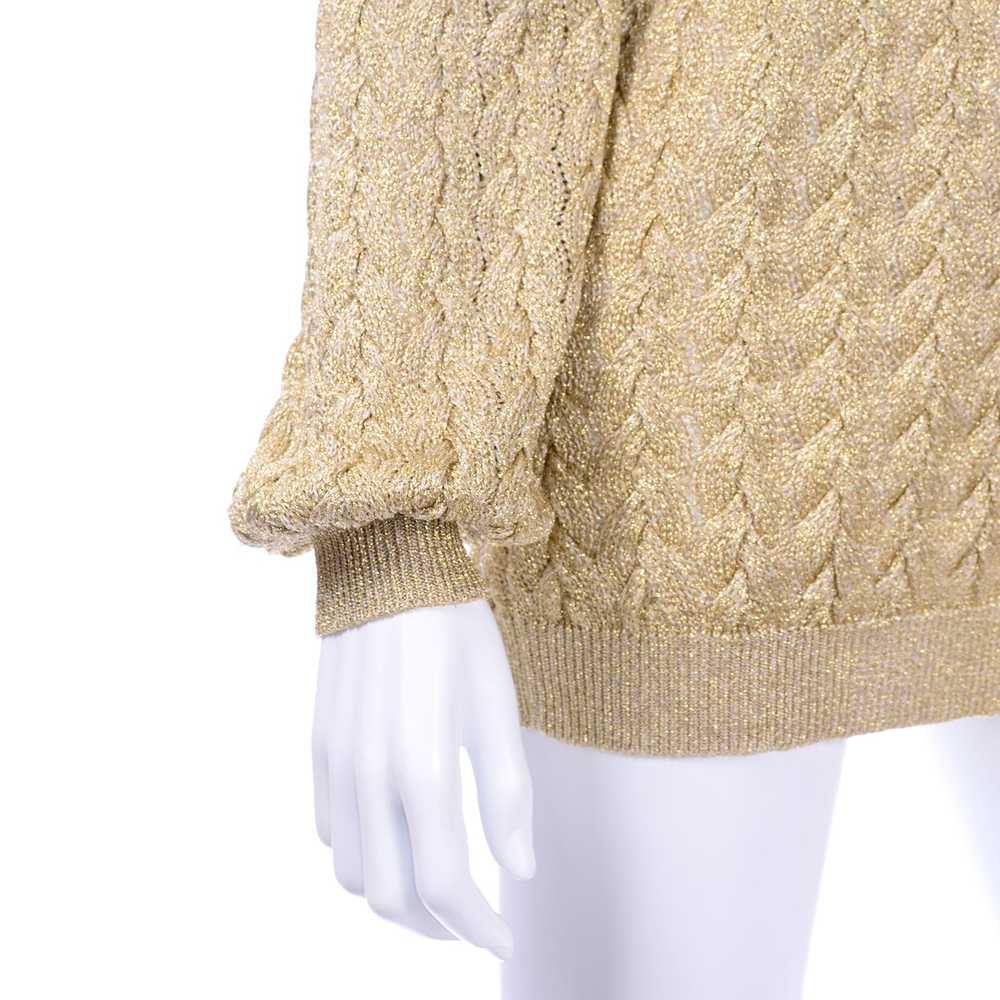Vintage Valentino Gold Sparkle Pullover Long Swea… - image 9