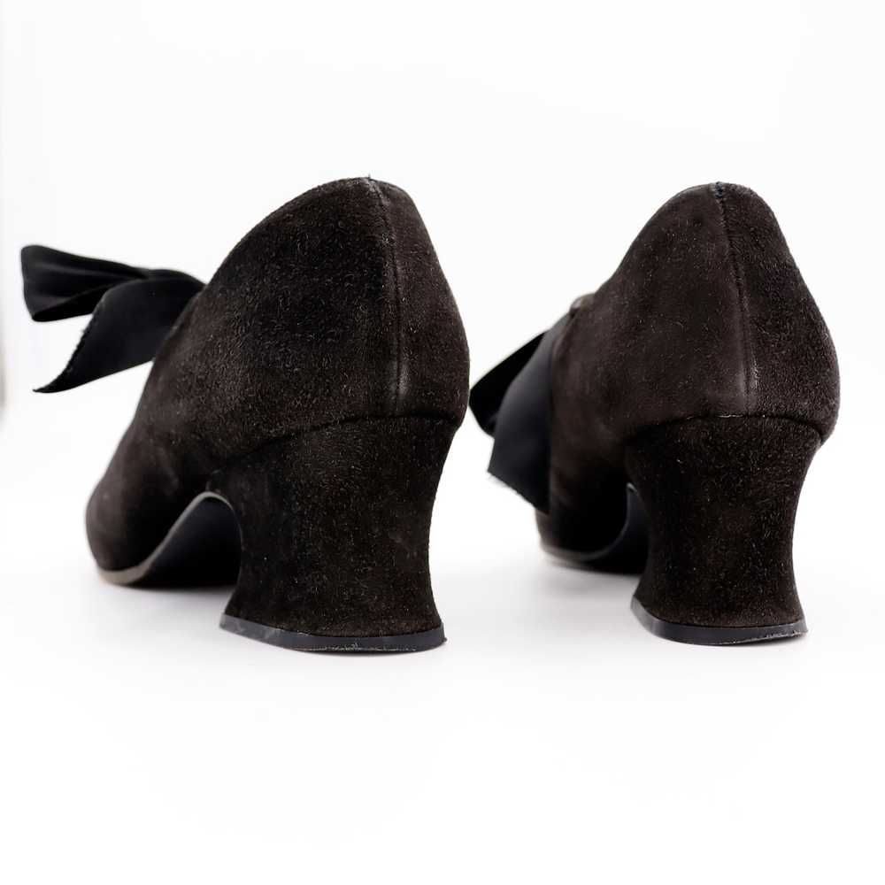 Vintage Yves Saint Laurent Black Suede Tie Shoes … - image 3