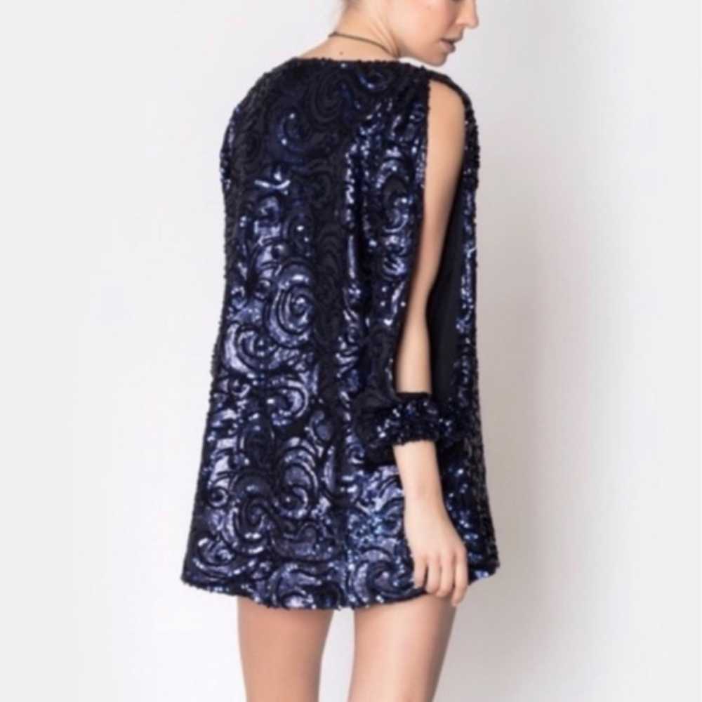 LOVERS + FRIENDS blue sequin long sleeve mini dre… - image 2