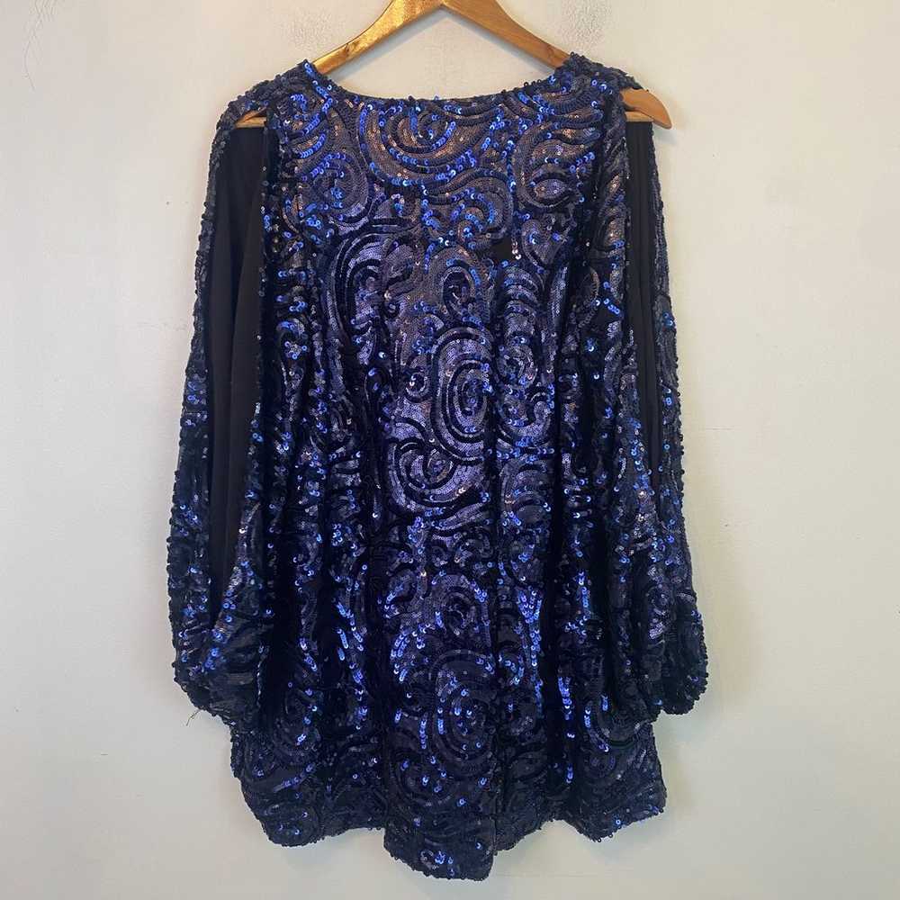 LOVERS + FRIENDS blue sequin long sleeve mini dre… - image 4