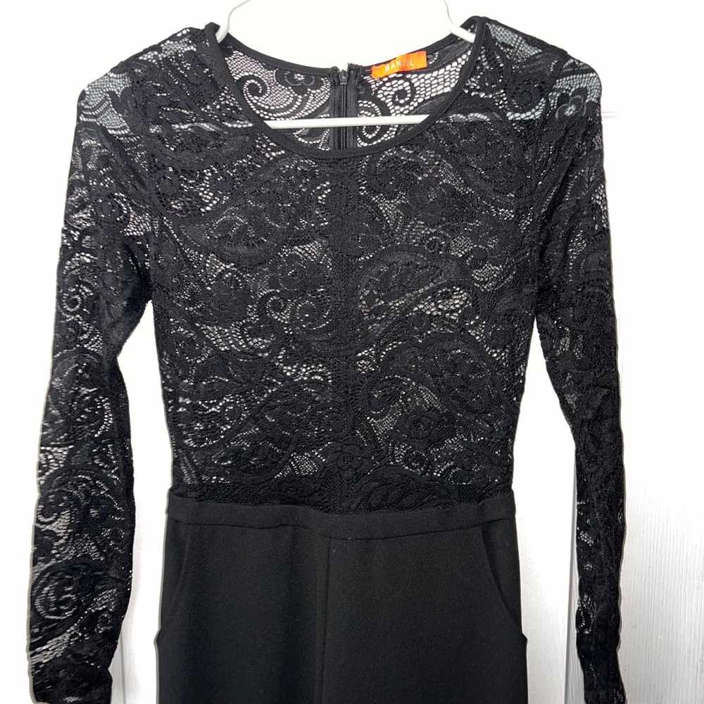 Banjul Women’s Long Sleeve Black Crewneck Lace Bo… - image 3