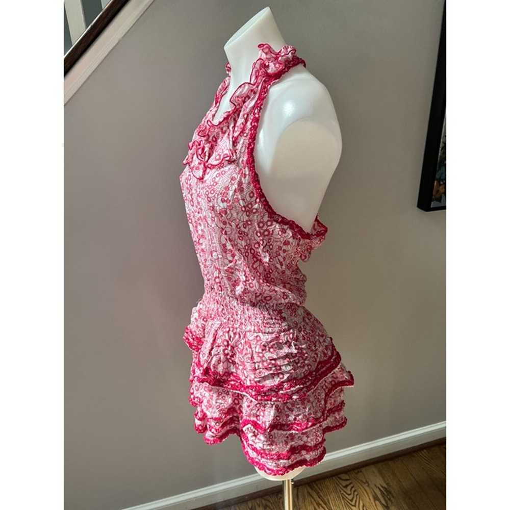 Poupette St Barth Ruffled Smocked Mini Dress Pink… - image 3