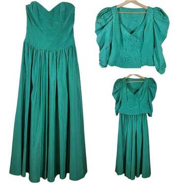 Vintage Homemade Teal Sweetheart Gown and Blouse