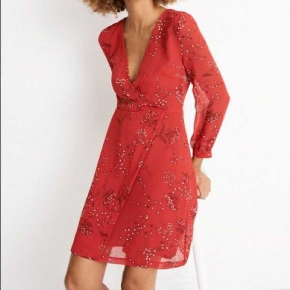 Madewell Hazelwood Red Wrap Dress Orig $128 - image 1