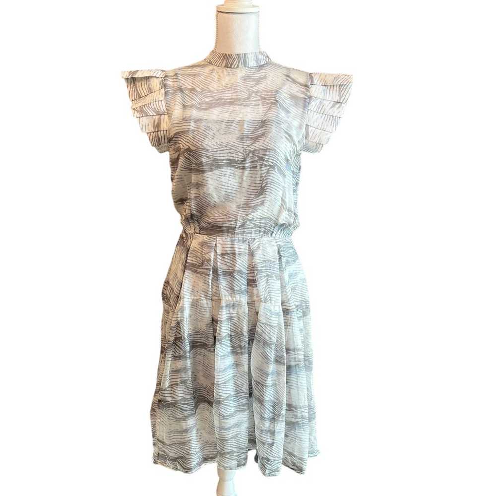 Katherine Kidd Silk Dress Gray Striped Midi Dress… - image 2