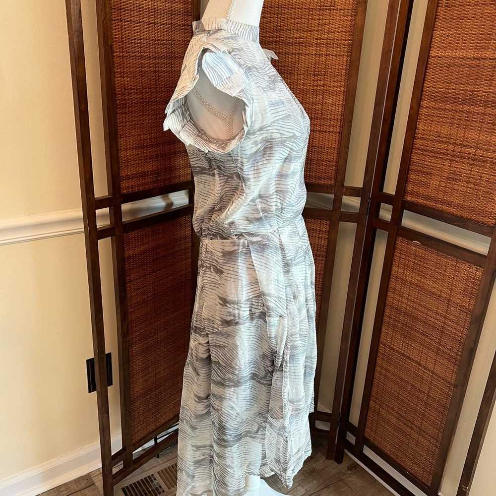 Katherine Kidd Silk Dress Gray Striped Midi Dress… - image 4