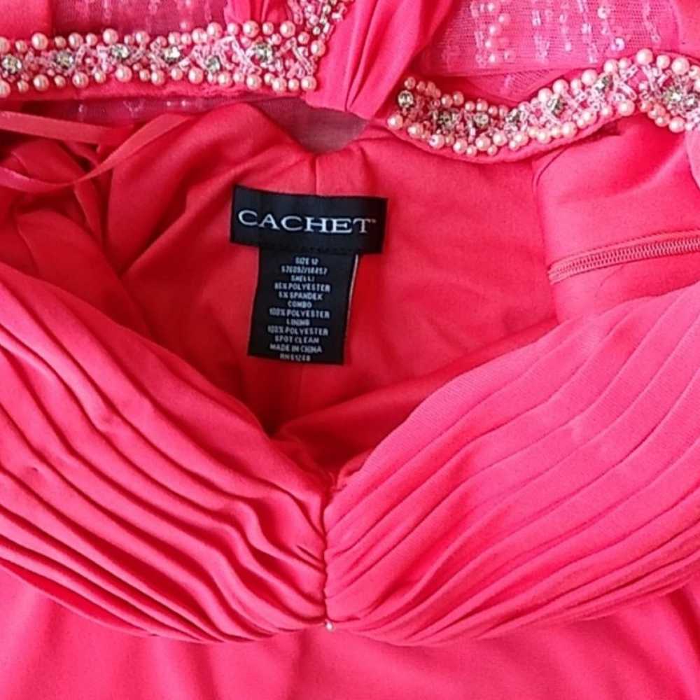 Coral Floor-length Embellished Gown By Cachet. Si… - image 6