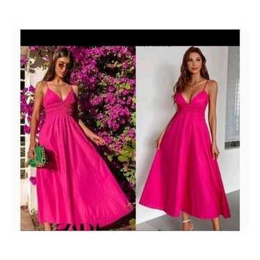 Zara Voluminous Poplin Hot Pink Dress