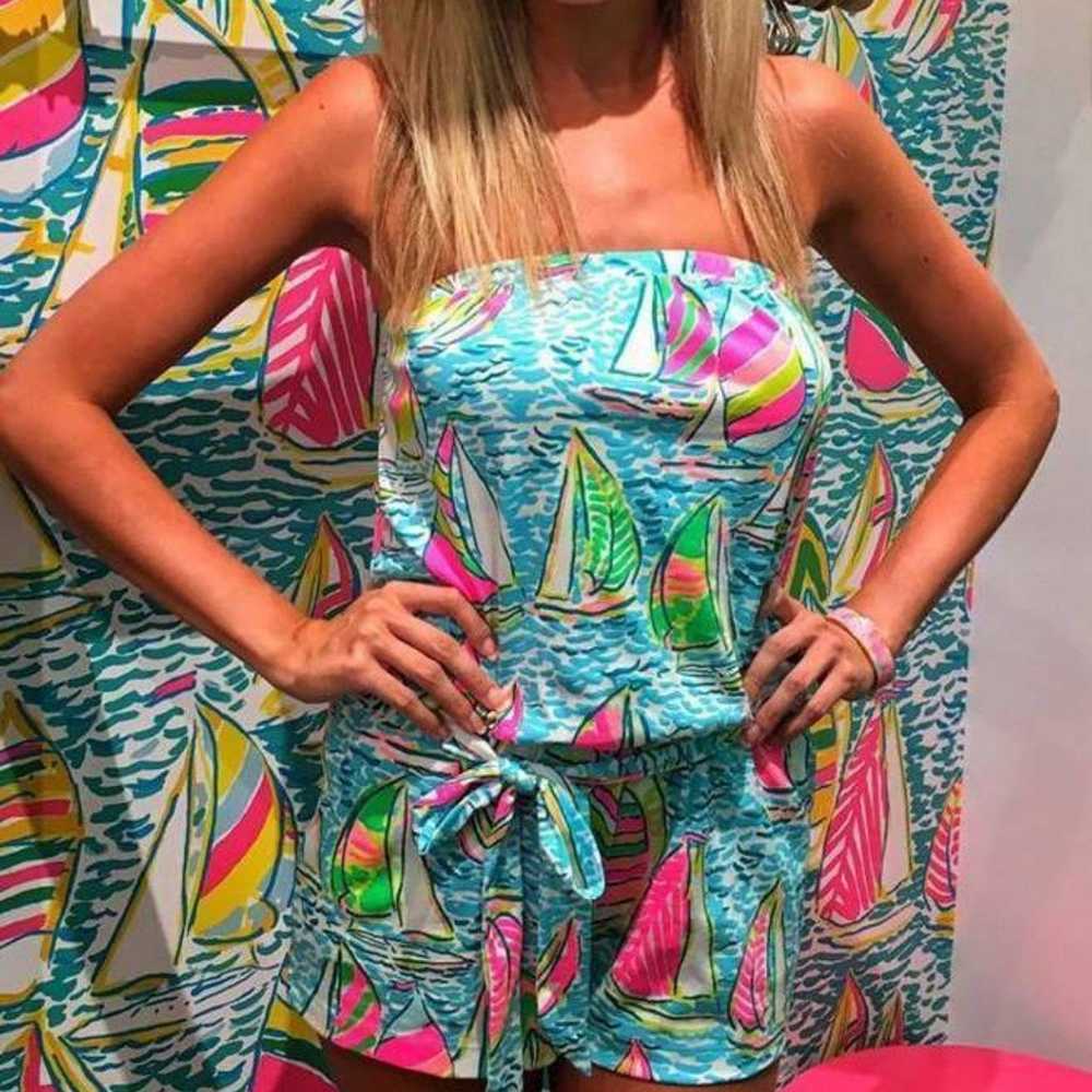 Lilly Pulitzer Strapless Ritz Romper You Gotta Re… - image 1
