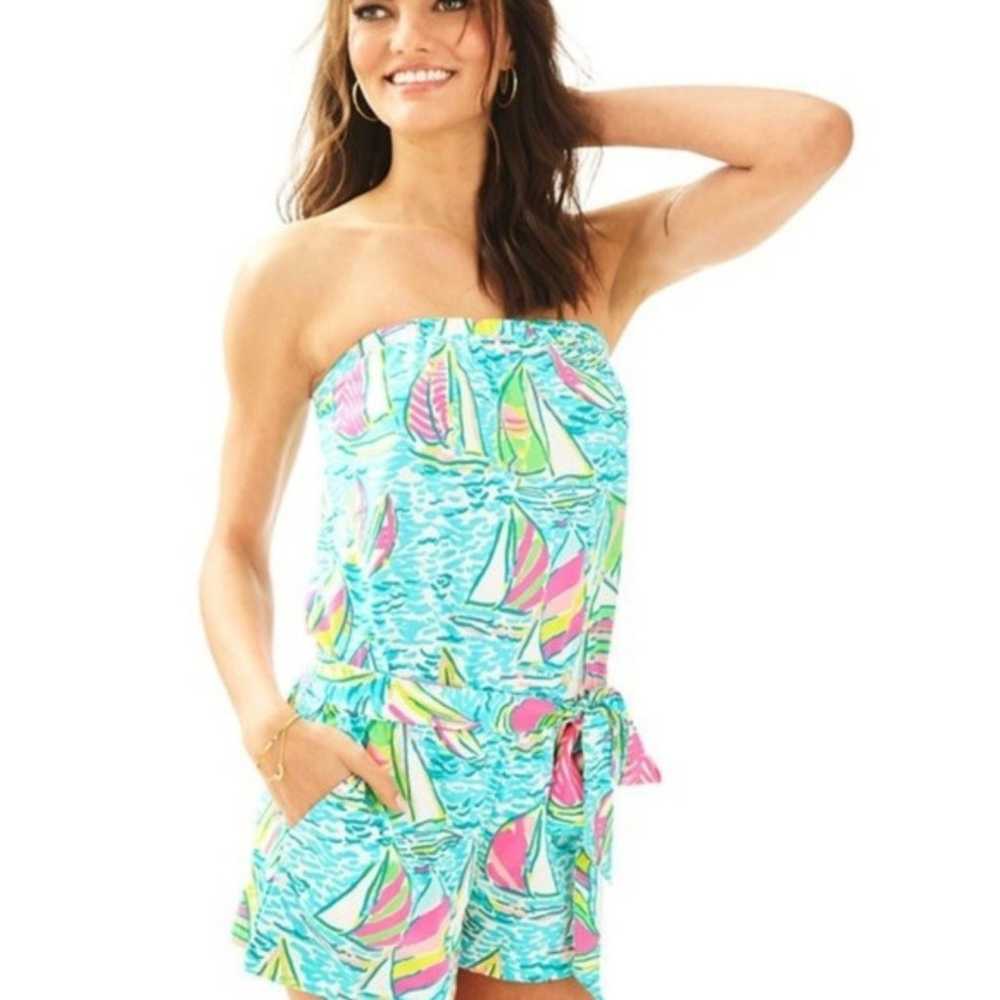 Lilly Pulitzer Strapless Ritz Romper You Gotta Re… - image 2