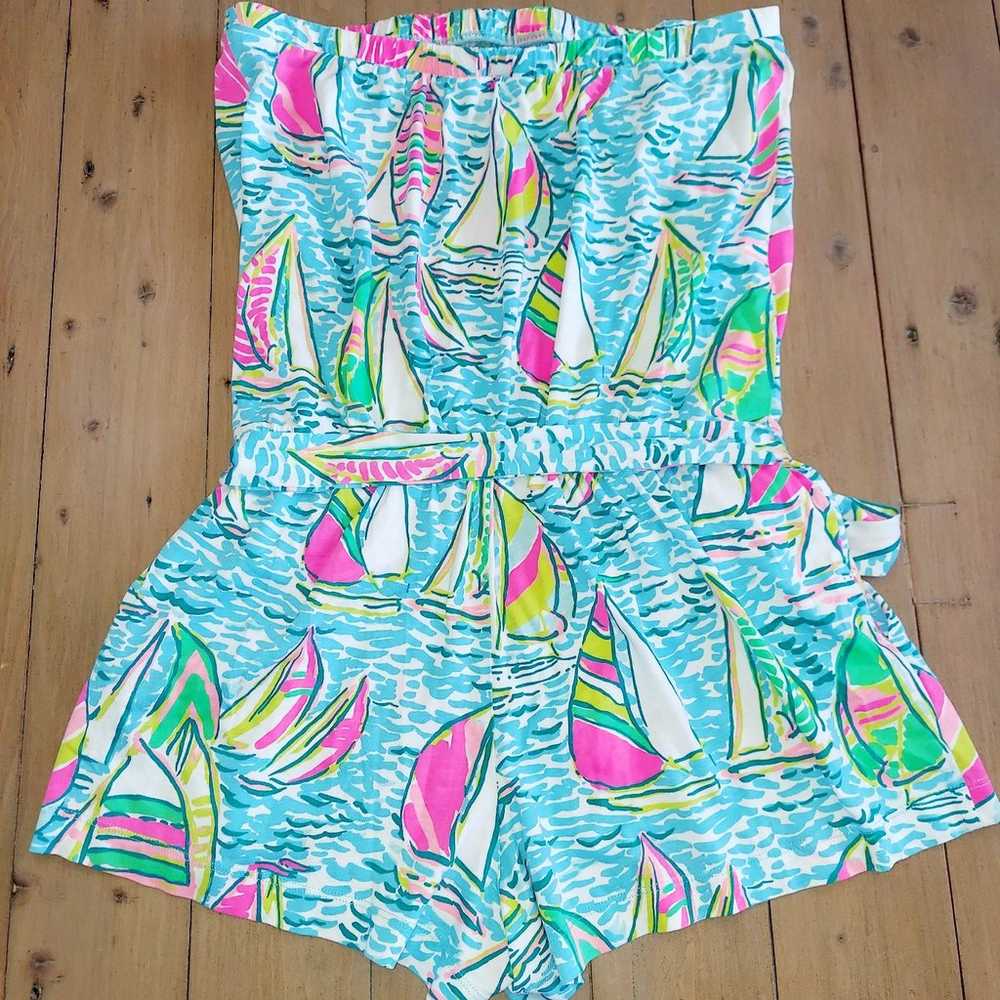 Lilly Pulitzer Strapless Ritz Romper You Gotta Re… - image 5
