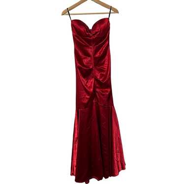 Vintage Y2K 90s Prom Strapless Formal Satin Gown … - image 1