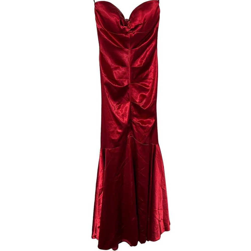 Vintage Y2K 90s Prom Strapless Formal Satin Gown … - image 3