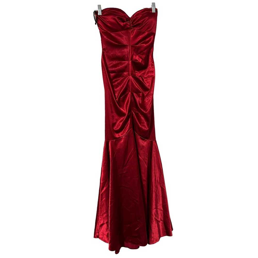 Vintage Y2K 90s Prom Strapless Formal Satin Gown … - image 4
