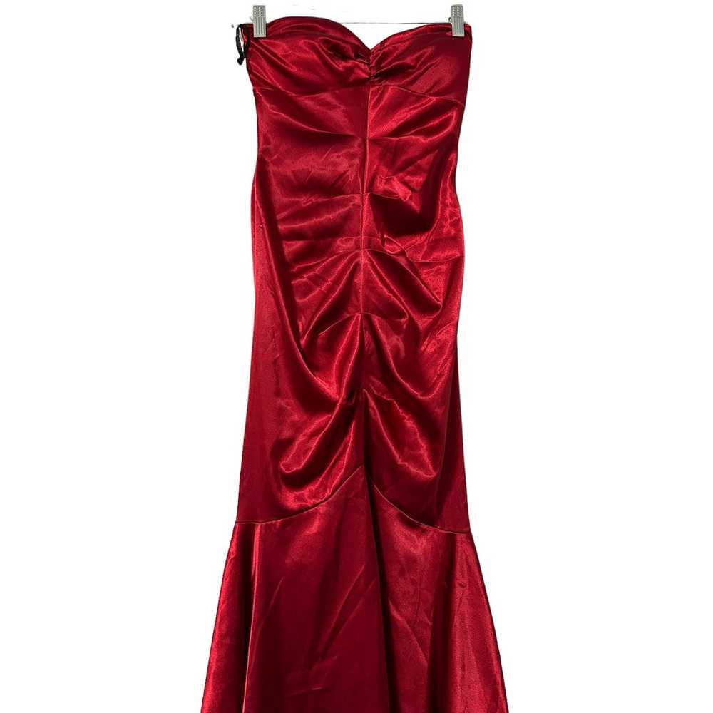 Vintage Y2K 90s Prom Strapless Formal Satin Gown … - image 6