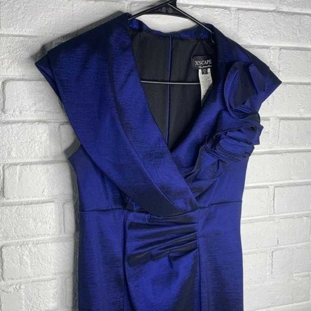 Xscape Metallic Blue Sheath Dress Size 6 - image 4