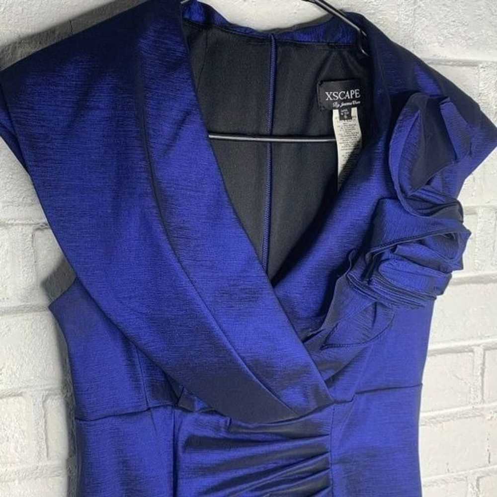 Xscape Metallic Blue Sheath Dress Size 6 - image 5
