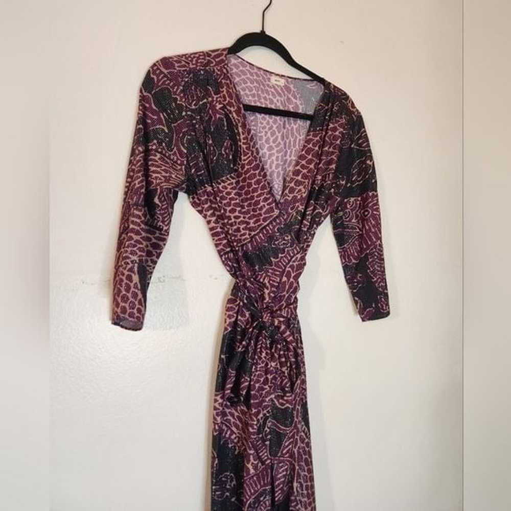 WARM Womens Purple Metallic Jumpsuit V Neck 3/4 S… - image 7