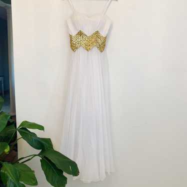 LA FEMME white and gold chevron detail maxi dress - image 1