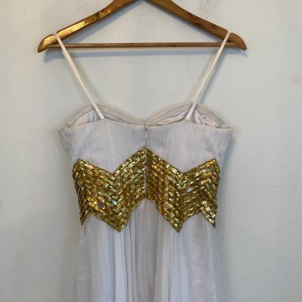 LA FEMME white and gold chevron detail maxi dress - image 4