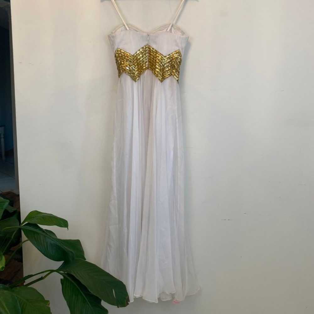 LA FEMME white and gold chevron detail maxi dress - image 8