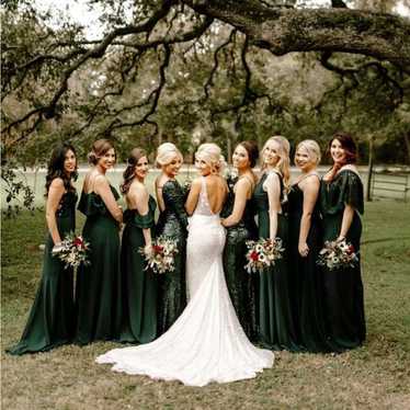 Theia Green Bridesmaid Eduarda Ruffle Maxi Dress