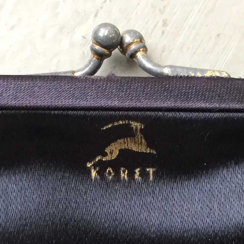 1940s Vintage Black Soft Fabric Slouch Handbag Ko… - image 3