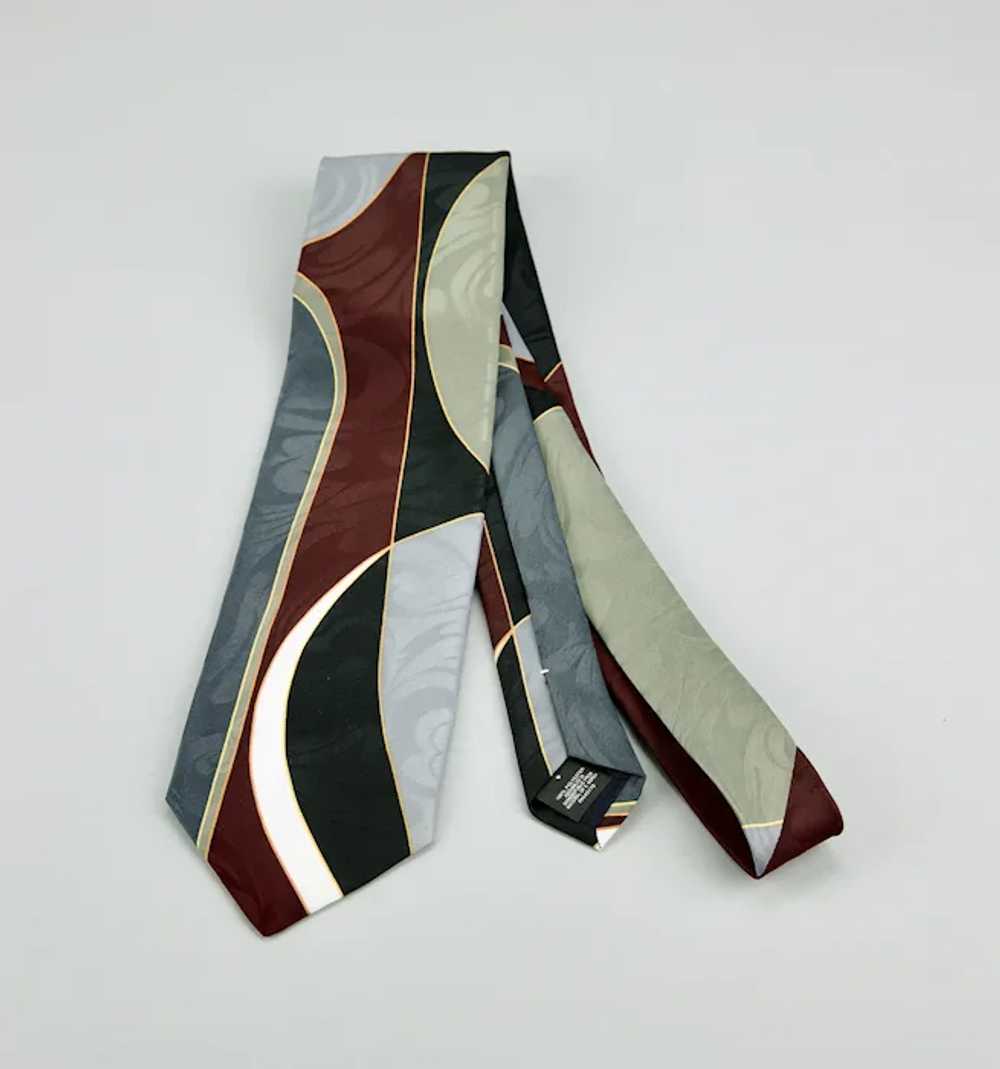 Necktie Modern Geometric Pattern Burgundy Gray Gr… - image 6
