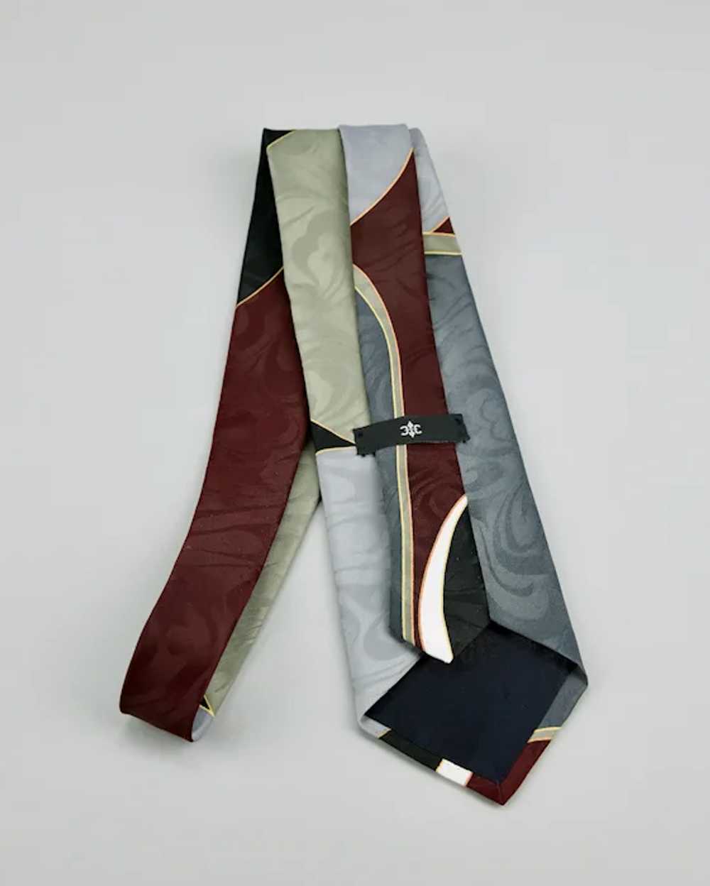 Necktie Modern Geometric Pattern Burgundy Gray Gr… - image 7