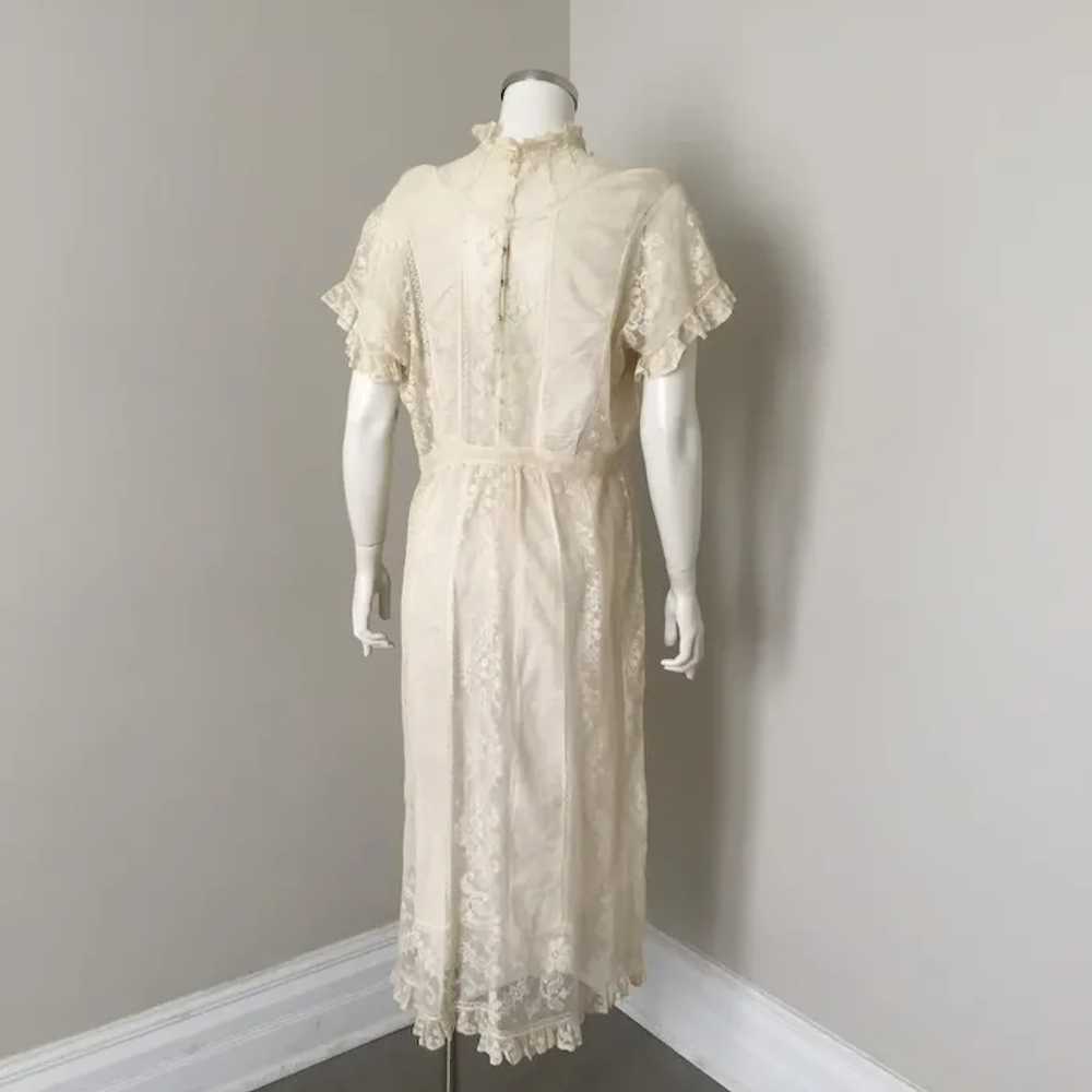 Creamy White Antique Filet Lace Tea Dress Wedding… - image 11