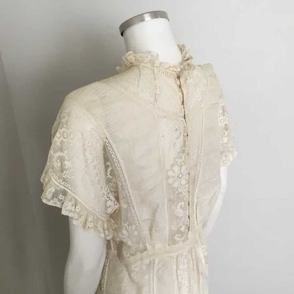 Creamy White Antique Filet Lace Tea Dress Wedding… - image 8