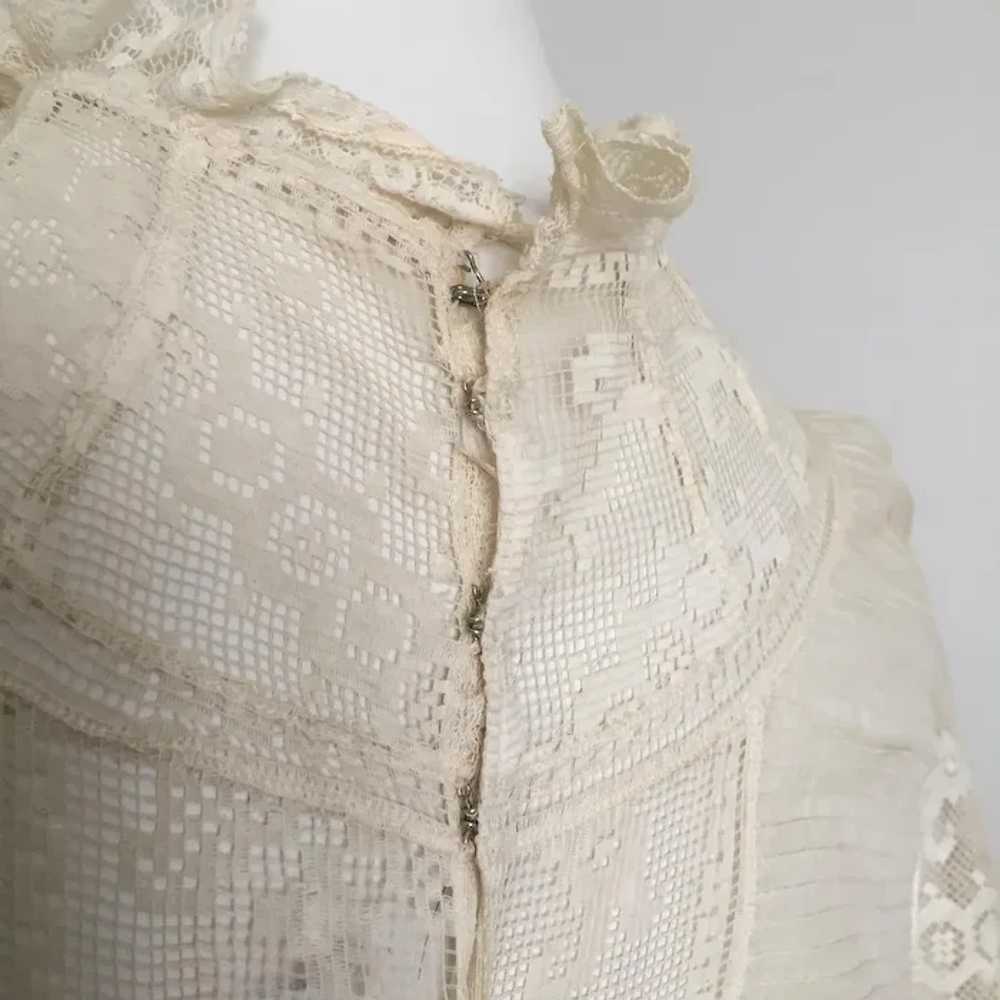 Creamy White Antique Filet Lace Tea Dress Wedding… - image 9