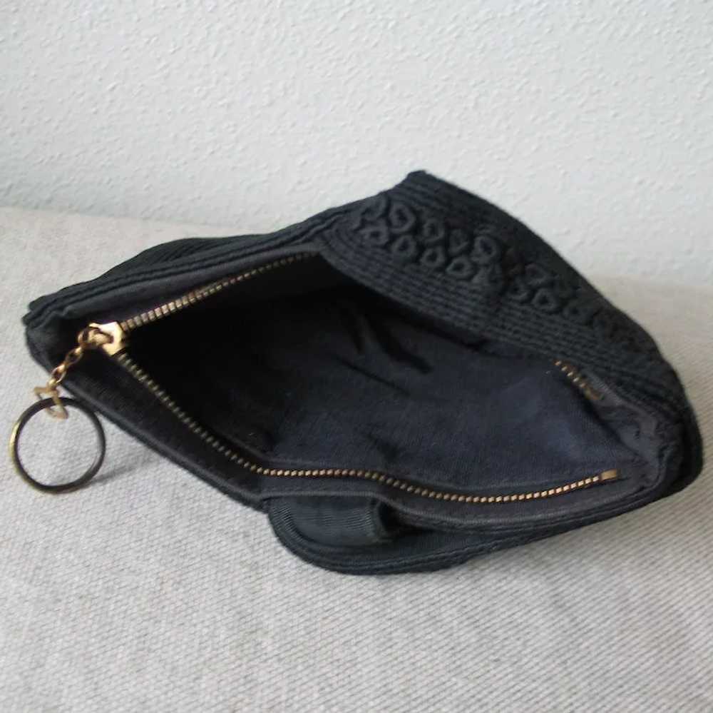 Vintage 1940s Black Corde Braid Evening Handbag W… - image 3