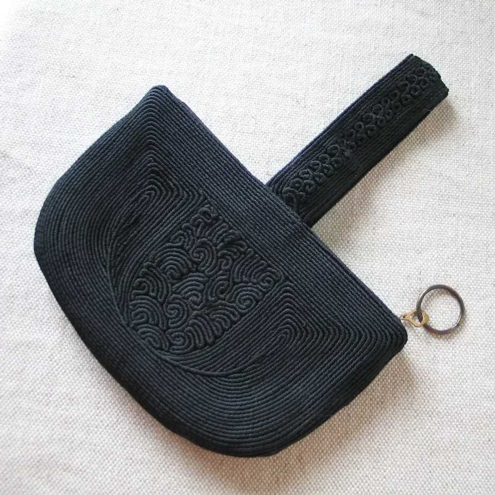Vintage 1940s Black Corde Braid Evening Handbag W… - image 5