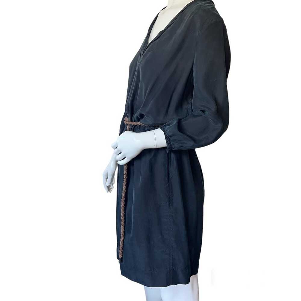 Burberry Brit Black Silk Shift Dress V Neck 3/4 S… - image 2