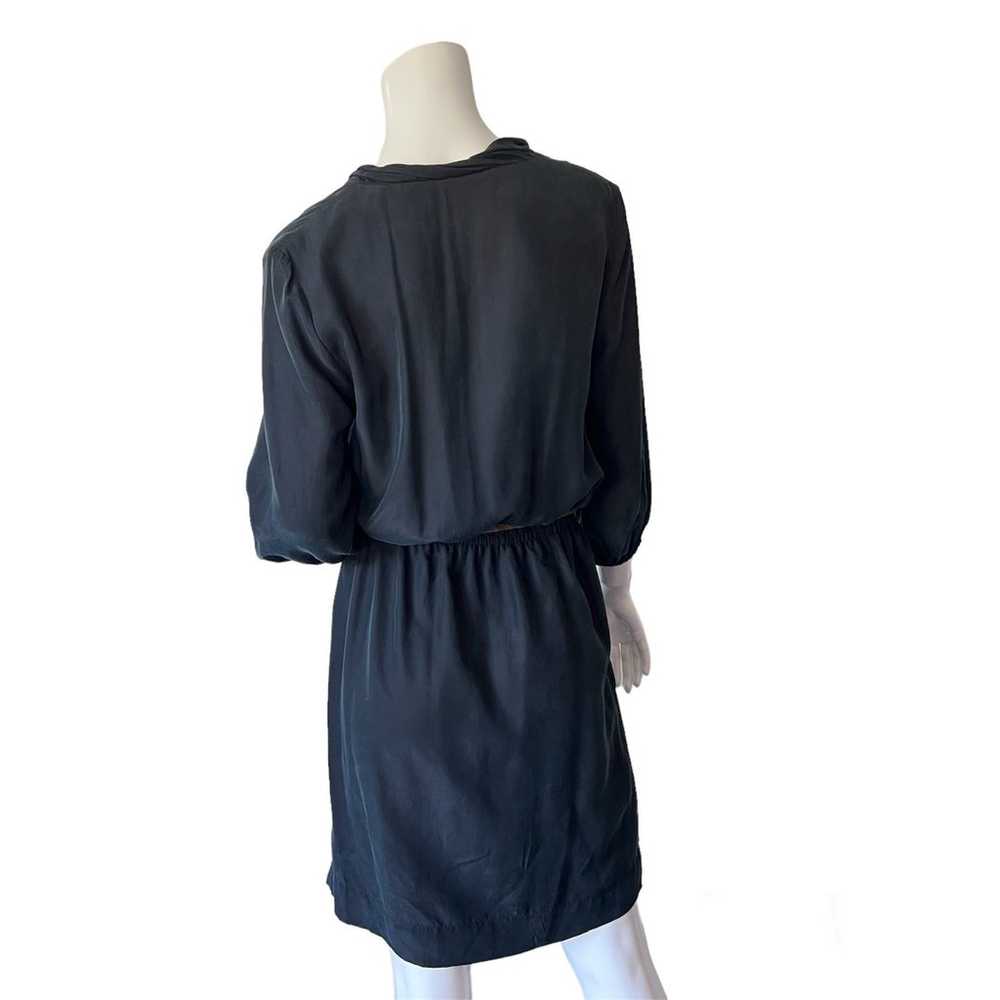 Burberry Brit Black Silk Shift Dress V Neck 3/4 S… - image 3